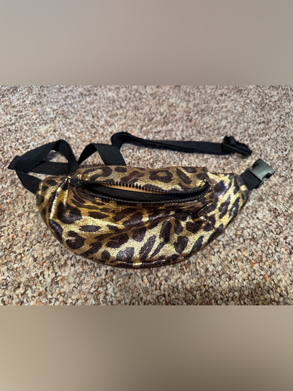 RACK ADDIK Leopard Print Metallic Fanny Pack